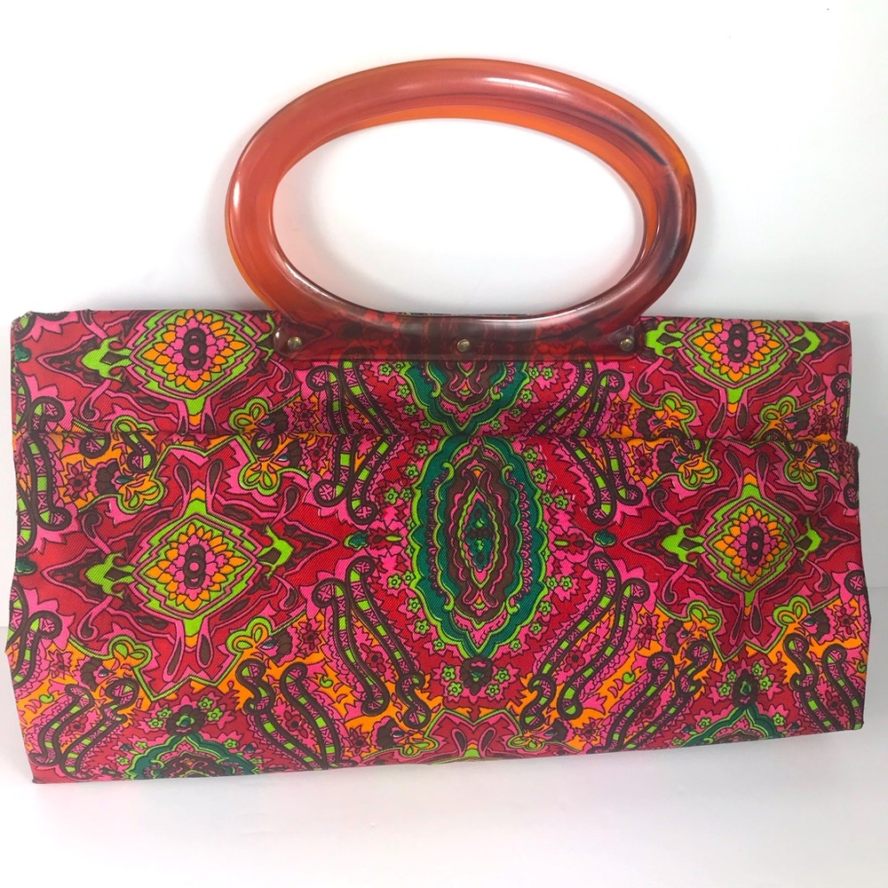 Vintage Expandable Lucite Handle Tote